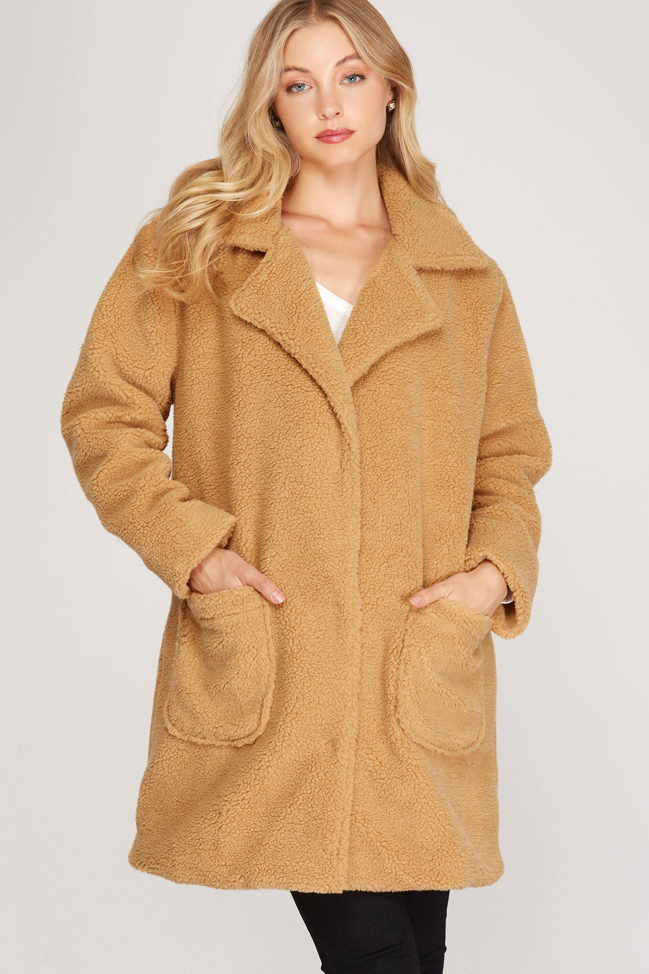 TEDDY BEAR OVERSIZED COAT WITH POCKETS Wolfe Boutique LLC